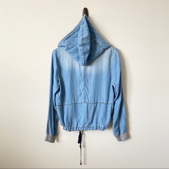 Forever 21 Life Progress Chambray Hooded Jacket S - Picture 10 of 14